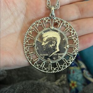 Vintage Revere MFG 1974 Silver Coin Pendant Necklace
